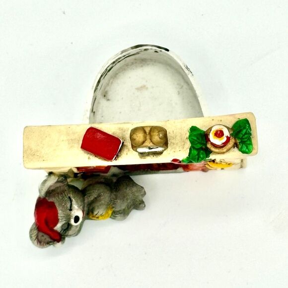 Vintage 1980s Night Before Christmas Mouse & Fireplace Ceramic Candle Holder - Picture 7 of 7